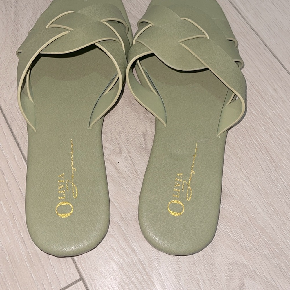 Sage Green Sandals Sz 7 - Picture 3 of 4